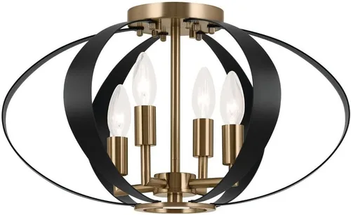 Miniatura 4 de Kichler Cecil 52588CPZ - Lámpara ovalada empotrada de 4 luces, de mediados de siglo en bronce champán para pasillo, entrada o pequeña sala de estar