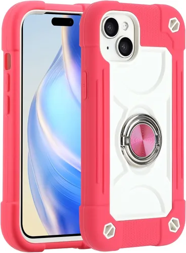 Miniatura 81 de MARKILL Funda compatible con iPhone 15 de 6.1 pulgadas con soporte integrado, [grado militar resistente de cuerpo completo] protección contra Rosa
