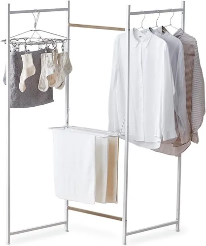 Iris Ohyama OTM-150R - Tendedero plegable de 3 niveles, color blanco, ancho 59.1 x profundidad 9.4 pulgadas (5.906 x 0.945 in), diseño simple,
