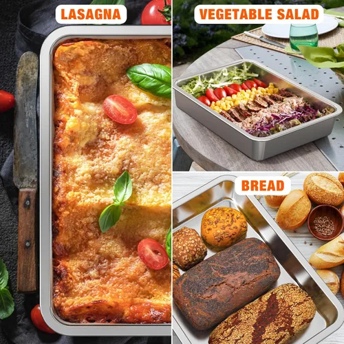 Miniatura 5 de only fire Bandeja para hornear de acero inoxidable, Bandeja rectangular para pastel Hoja para galletas Parrilla para barbacoa para hornear panes