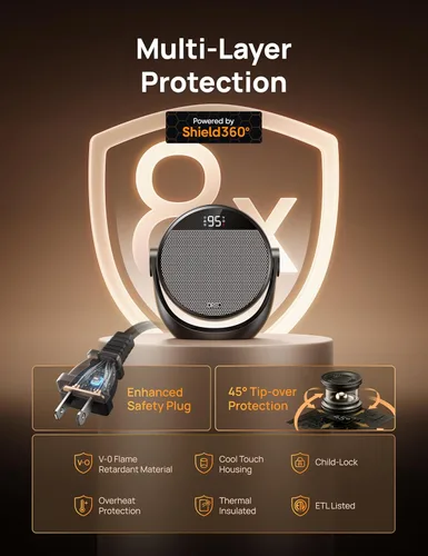 Miniatura 4 de Dreo Calentador de espacio de 1500 W, inclinación ajustable de 60°, calentadores eléctricos portátiles de 10.5 pies/s para uso en interiores