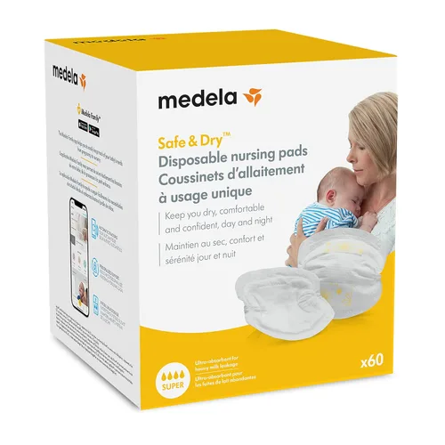 Miniatura 5 de Medela Almohadillas de lactancia, paquete de 60 almohadillas desechables para el pecho, excelente absorción, protección contra fugas, doble adhesivo