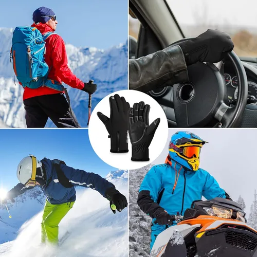 Miniatura 8 de Trifabricy -Guantes de esquí de invierno de 10 para hombres y mujeres, guantes térmicos de nieve impermeables multicapa para clima frío, guantes