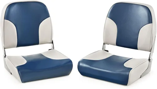 Miniatura 8 de Goplus Asientos para barco con respaldo bajo/alto, asiento plegable para barco con tornillos de acero inoxidable y bisagras de aluminio, acolchado