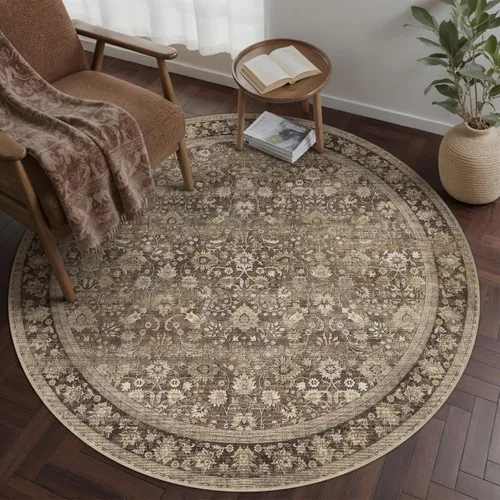 Miniatura 96 de HUGEAR 8x10 Alfombras lavables a máquina color marrón para pasillo, alfombra grande de área interior, alfombra de acento floral, alfombra de pelo