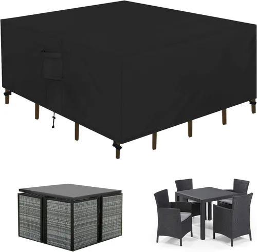 Miniatura 12 de Easy-Going Funda rectangular para muebles de patio, impermeable, para mesa de comedor y silla, anti-UV, juego de fundas de sofá seccional exterior