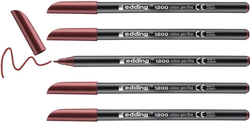 edding Bolígrafo de 1200 colores fino - rojo inglés - 10 bolígrafos - punta redonda 0.039 in - rotulador para dibujo y escritura - para escuela o