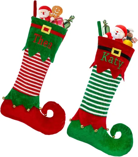 Miniatura 8 de Calcetín de Navidad Personalizado Grande Tejido Personalizado Bordado con Nombre Calcetín de Navidad para Familia Niños Mascotas Decoración