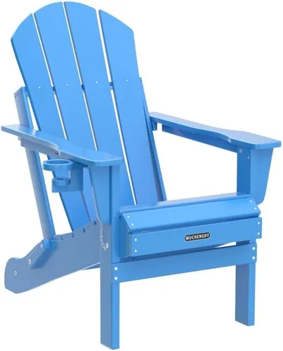 Miniatura 5 de MUCHENGHY Sillas Adirondack plegables HDPE resistentes a la intemperie, sillas para fogata de patio, silla exterior resistente, sillas de césped