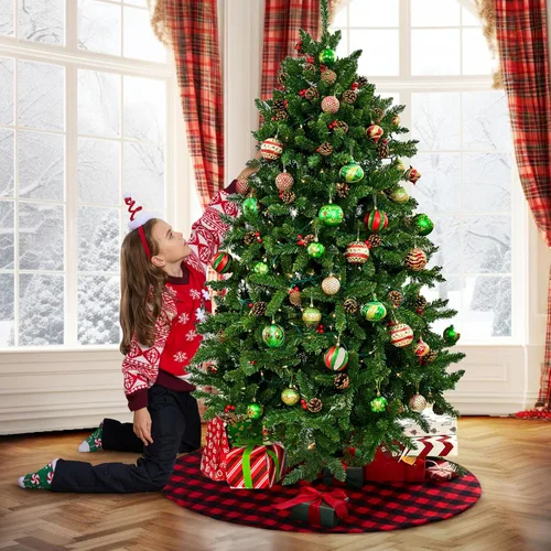 Miniatura 5 de Joiedomi - Falda de árbol de Navidad de 36" a cuadros de búfalo, color rojo y negro, alfombrilla decorativa para fiestas de Navidad, víspera de Año