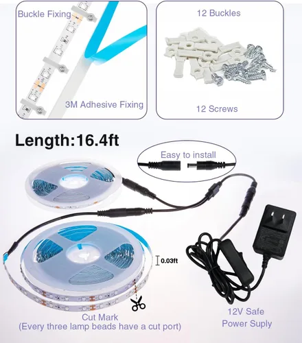 Miniatura 4 de Onforu Kit de tira de luz LED negra de 32.8 pies, 600 unidades de cuentas de lámpara, accesorios de luz negra flexibles de 12 V, cinta de 32.8 ft