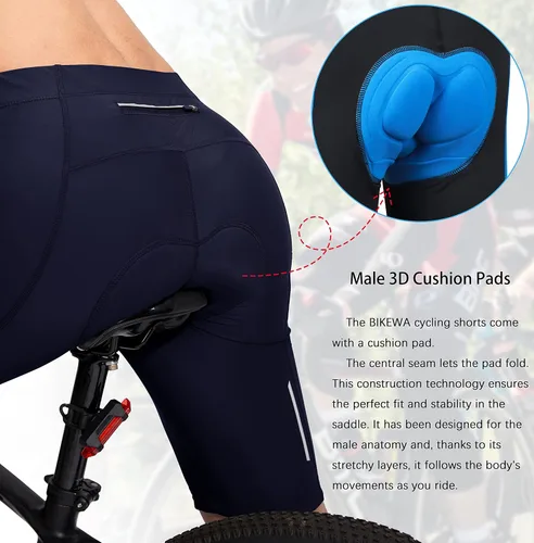 Miniatura 4 de Pantalones cortos de ciclismo para hombre con acolchado 3D para ciclismo de carretera, ciclismo de montaña, ciclismo UPF 50+, bolsillos