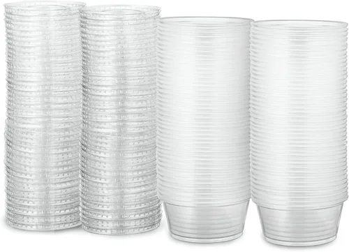 Miniatura 9 de Paquete de 100 tazas de porción – Tazas de 1 onza con tapas, a prueba de fugas y apilables, vasos de gelatina, tazas de condimentos