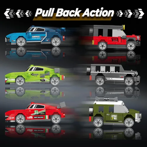 Miniatura 3 de Mini Speed Champions - Juego de construcción de automóviles de Pascua, paquete de 6 kits de autos deportivos de 64 a 76 piezas, fácil de construir