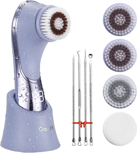 Miniatura 7 de Cepillo de limpieza facial, exfoliante facial, recargable, IPX7, impermeable, dispositivo limpiador eléctrico giratorio para exfoliar, masajear
