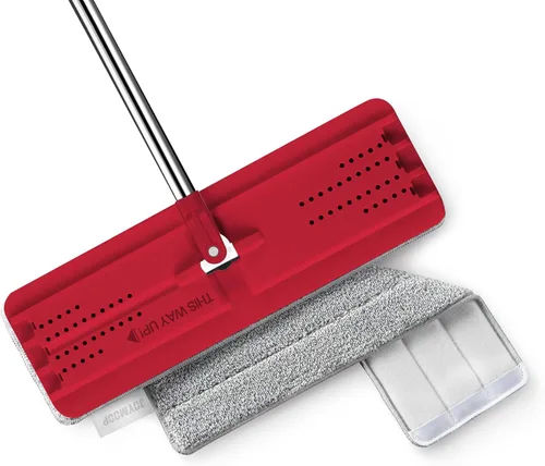 Miniatura 10 de JOYMOOP Trapeador plano, trapeadores de microfibra para limpieza de suelos, mango largo de 60 pulgadas con cabezal plano flexible de 13 pulgadas