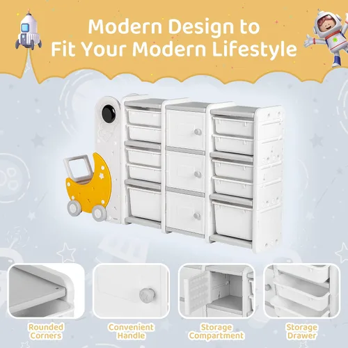 Miniatura 5 de duke baby Organizador de almacenamiento de juguetes de 3 capas para niños con 10 contenedores de almacenamiento, 3 gabinetes de juguetes