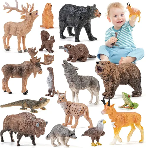 Miniatura 10 de 6 piezas de juguetes de animales para niños pequeños, juguetes sensoriales, lindas figuras de animales de granja, juguetes de mascotas de bolsillo
