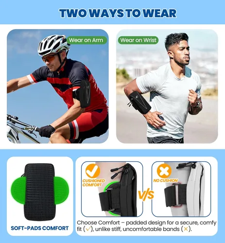 Miniatura 3 de HiRui Soporte para teléfono celular y bolsa de muñeca para teléfono, brazalete deportivo para correr para gimnasio y ciclismo, compatible con iPhone