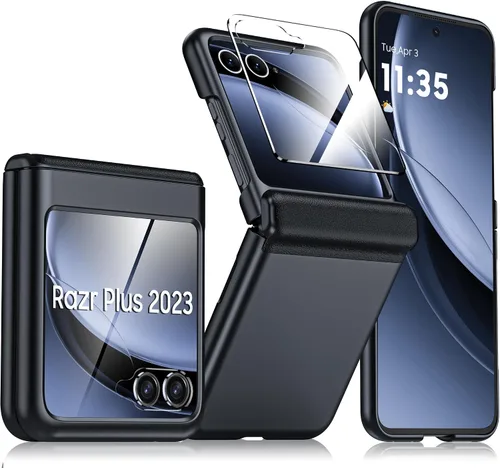 Miniatura 18 de para Samsung Galaxy Z Flip 7 Funda con protección de bisagras y protector de pantalla incorporado, funda de cuero mate de policarbonato ultradelgada