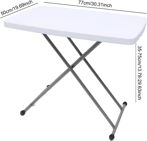 Miniatura 3 de Mesa plegable de altura ajustable para el hogar, bandeja de TV para interiores y exteriores y mesa de comedor ligera con patas en X y parte superior
