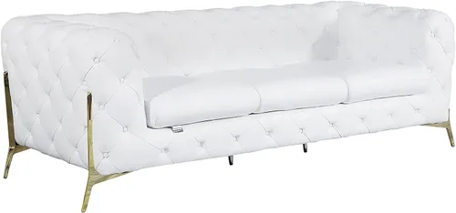Miniatura 27 de Blackjack Furniture Modena - Moderno juego de sofá de 3 piezas de cuero italiano de grano superior, elegante diseño copetudo y patas de acero Beige