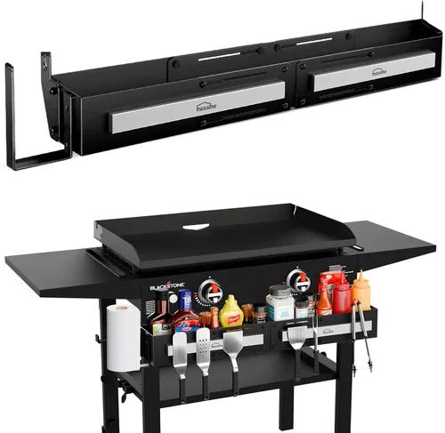 Organizador frontal de plancha para planchas Blackstone de 28"/36", organizador de accesorios de plancha de gran capacidad para Blackstone con