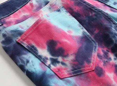 Miniatura 108 de Baylvn - Pantalones de mezclilla entallados y estampados para hombre con corte recto