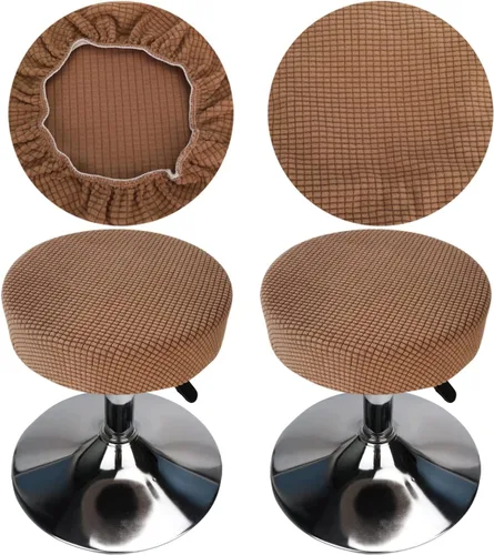 Miniatura 15 de Funda de taburete redonda de 12 a 16 pulgadas, fundas de asiento redondas para taburetes de bar, tela de lujo elástica, lavable de jacquard a prueba