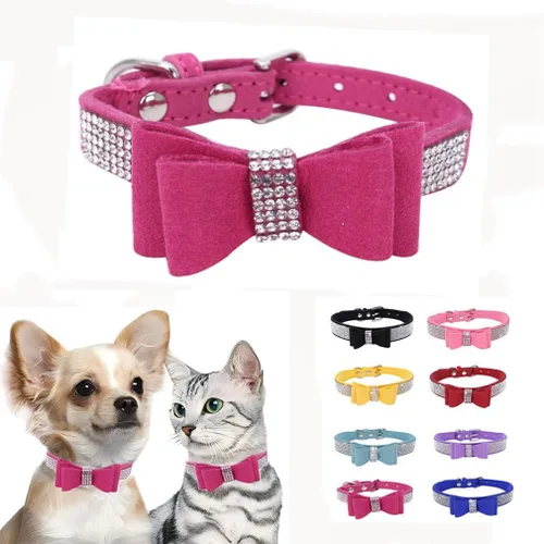 Miniatura 21 de Collares de perro para perros medianos hembras, collar de perro con diamantes de imitación, bonito collar con purpurina para mascotas XXS Xs, S, M