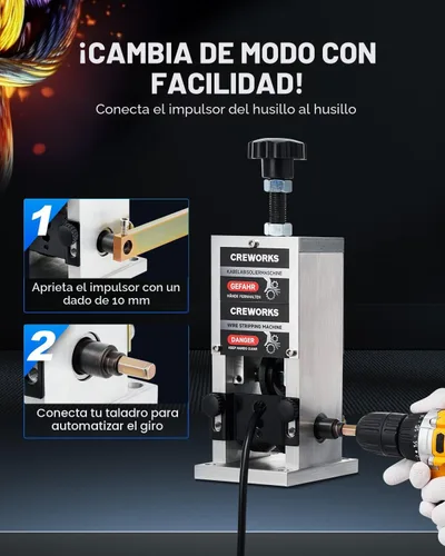 Miniatura 8 de CREWORKS Máquina pelacables manual, máquina peladora de cables de 0.06"-1", herramienta de pelado de cables para alambre de chatarra de 0.059-0.984