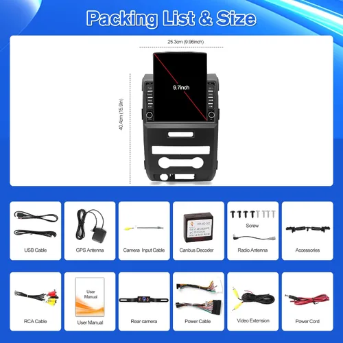 Miniatura 9 de [4+64G] 9.7" Radio de estéreo de coche para Ford F150 2009 2010 2011 2012 2013 2014 Android 13 Radio de pantalla táctil de actualización con Carplay