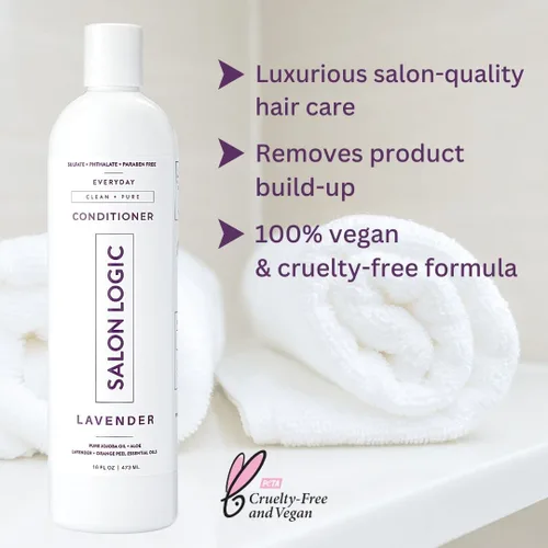 Miniatura 5 de SalonLogic Acondicionador limpio y puro para uso diario, lavanda, productos de calidad de salón, con aroma natural, repara el cabello dañado