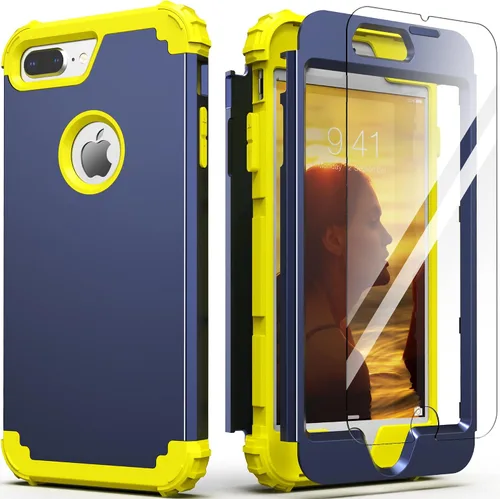 Miniatura 31 de IDweel Funda para iPhone 8 Plus, para iPhone 7 Plus con Protector de Pantalla, 3 en 1 Híbrida Resistente a Golpes de Servicio Pesado, Cubierta Dura