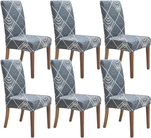 Miniatura 36 de SPRINGRICO Paquete de 6 fundas blancas para sillas de comedor, fundas elásticas para sillas de comedor con diseño floral, de elastano lavable