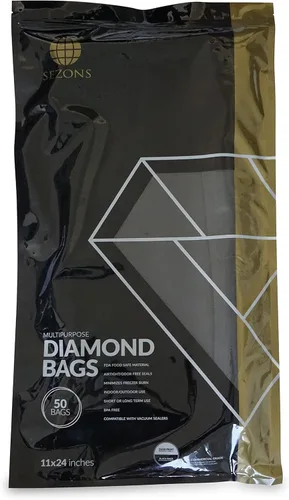 Miniatura 4 de Bolsas de diamante - Bolsas de sellado al vacío 5mil - 50 bolsas (11x24, Negro/Transparente)