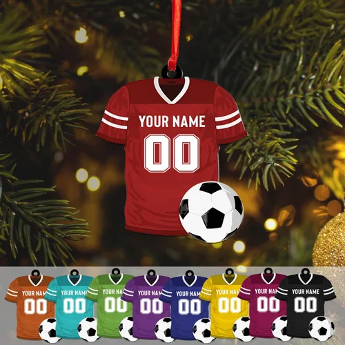 Adorno plano de Navidad personalizado 2024, adorno de fútbol para niños, adornos de fútbol para árboles de Navidad, regalos para el jugador de On105