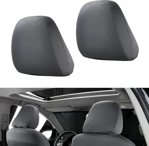 Miniatura 7 de 2 fundas para reposacabezas de asiento de automóvil, 9" x 10.6" de punto elástico transpirable completamente envolvente, cubierta antipolvo simple