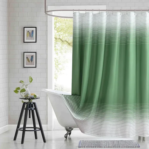 Miniatura 28 de Cortina de ducha gris, cortinas de ducha de tela de microfibra gris degradado para baño, cortinas de baño modernas impermeables, 72 pulgadas