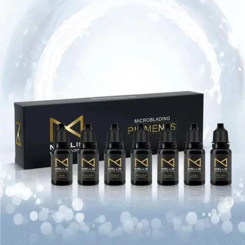 Miniatura 7 de Mellie Microblading Pigmento – 0.3 fl oz/0.35 onzas líquidas Grado médico Sin mezcla Larga duración para profesionales suministros de Marrón
