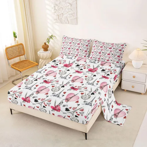 Miniatura 8 de Erosebridal Juego de sábanas de rosas tamaño individual, color azul, diseño romántico para mujeres, niñas, esposa, pareja, día de San Valentín