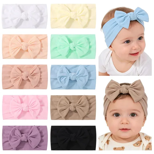 Miniatura 15 de jollybows 12 diademas de nailon para bebés con lazo elástico para niñas, recién nacidos, niños pequeños, accesorios para el cabello, juego de 6- Luz