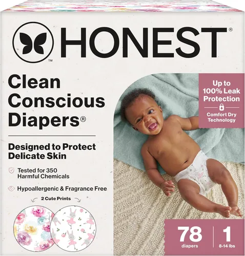 Miniatura 35 de The Honest Company Clean Conscious - Pañales para pieles delicadas, hasta un 100% a prueba de fugas, hipoalergénicos, sin fragancia, género neutro