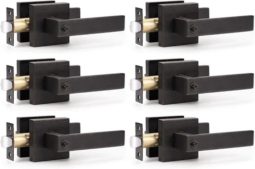 Miniatura 9 de KNOBWELL - Paquete de 10 picaportes resistentes con llaves para puertas de entrada; juego para puertas delanteras que cierran con diferentes llaves