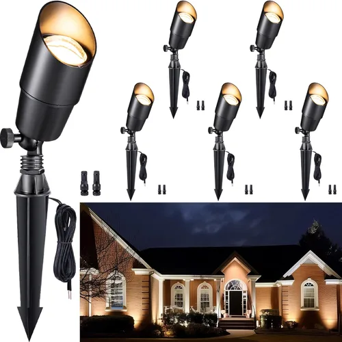 Miniatura 14 de Gardenreet Foco LED para exteriores, latón fundido a presión de 12 V con iluminación hacia arriba, impermeable, luces de paisaje de bajo voltaje