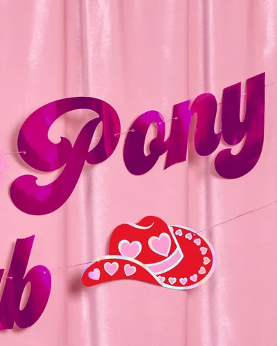 Miniatura 6 de xo, Fetti Cartel Pink Pony Club – Lámina rosa 5 pies Decoraciones de despedida de soltera, cartel de fiesta de cumpleaños, fondo de cumpleaños