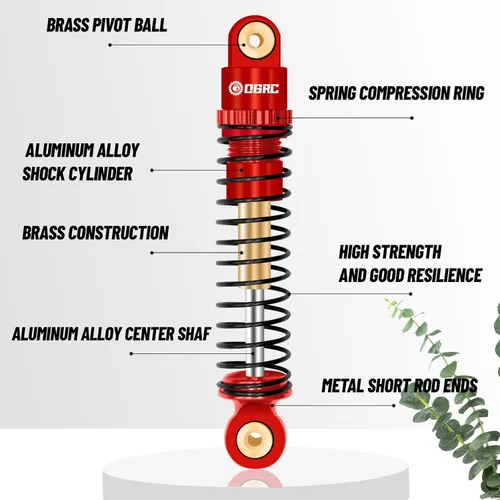 Miniatura 4 de OGRC Amortiguadores de Aluminio Delanteros y Traseros Amortiguador RC para Axial SCX24 C10 JLU Deadbolt Gladiator Bronco Piezas de Mejora (Rojo)