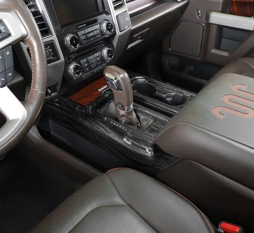 Miniatura 6 de Voodonala Cubierta de panel de consola de engranajes estilo madera negra para Ford F150 2015-2020 (madera negra, 1 unidad, ABS)