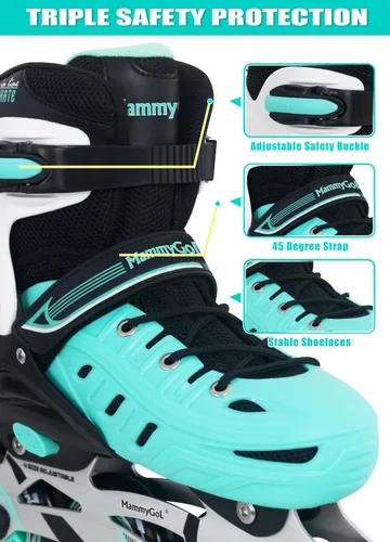 Miniatura 5 de MammyGol - Patines en línea ajustables para adultos, patines seguros y duraderos con ruedas gigantes, patines profesionales de alto rendimiento