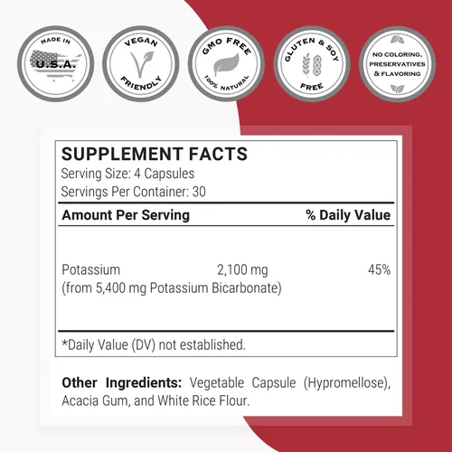 Miniatura 4 de Supersmart - Bicarbonato de potasio 5400 mg por día (dosis alta) - Mineral electrolito - Balance ácido-base pH - Salud cardíaca, muscular y nerviosa